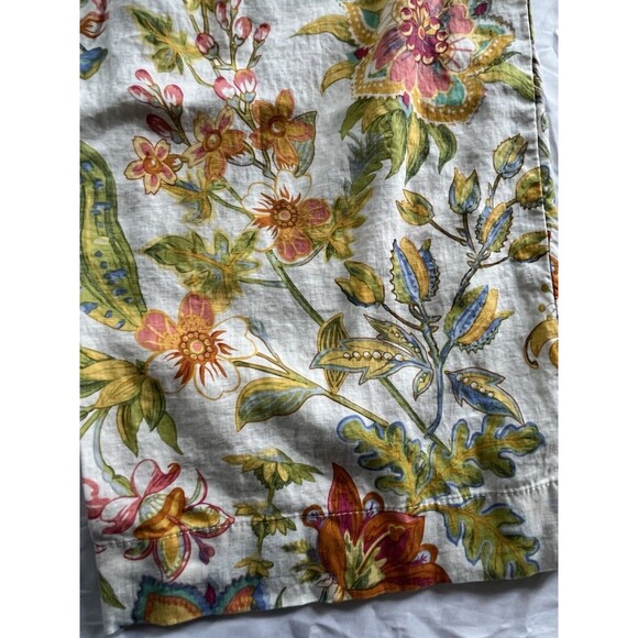 Floral Linen Blend Wide Leg Pants Size M Boho Botanical Resort Summer - Picture 6 of 11